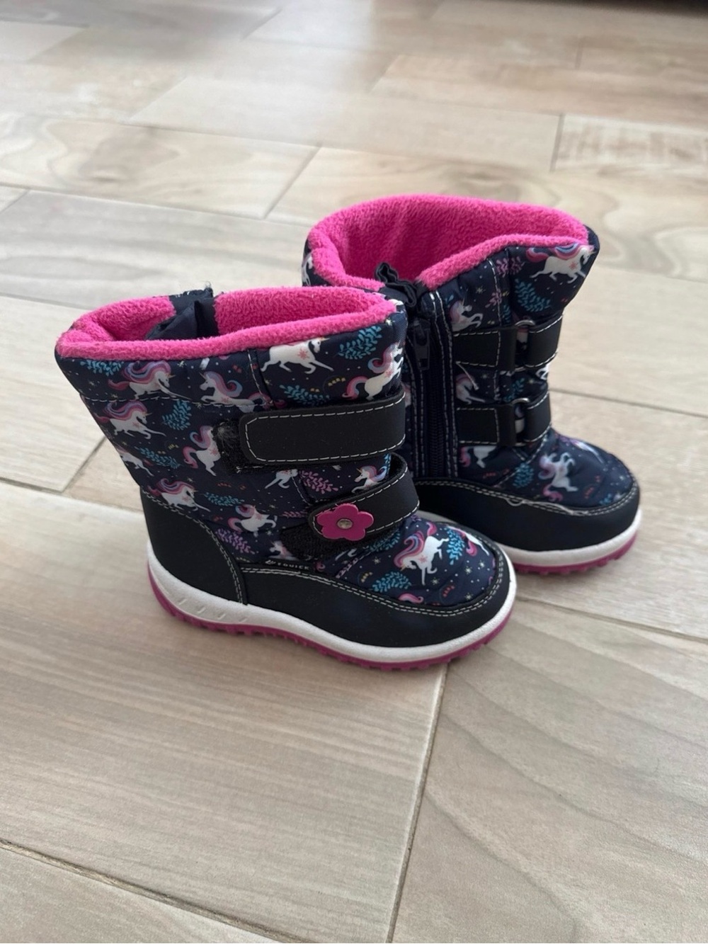 Girls' Unicorn Winter Boots - Pink & Navy